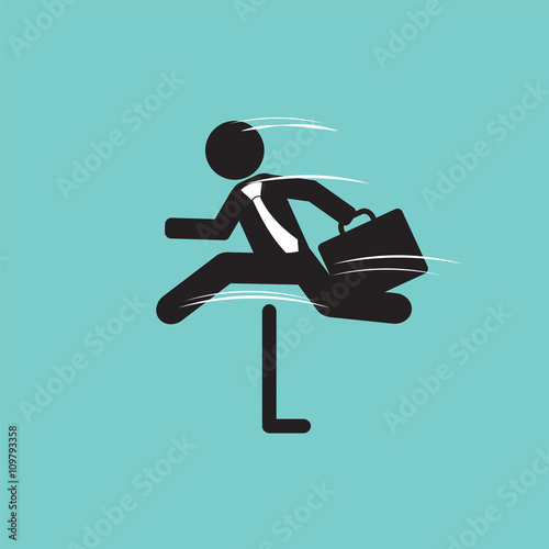 Businessman Jump Over The Obstacles Symbol Vector Illustration.