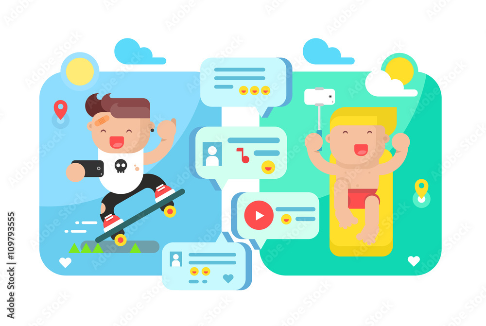 Communication technology concept flat Communication technology concept flat