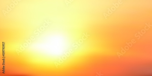 Sunset horizontal banner. Abstract blurred background. Vector illustration.
