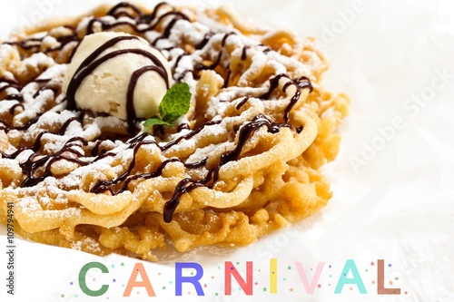 Funnel cake / Carnival food, selective focus photo