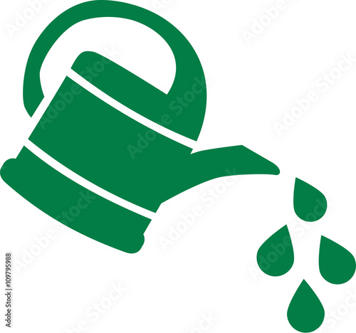 Watering flowers symbol with watering can