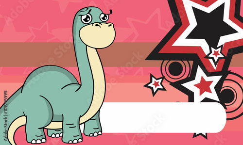 dinosaur brontosaurus expressions cartoon background in vector format 