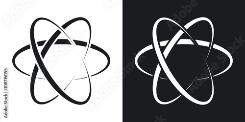 Slika na platnu Vector atom icon. Two-tone version on black and white background