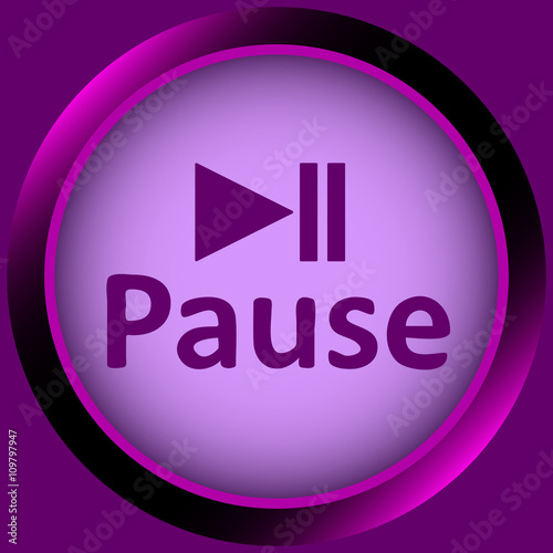 Icon violet word pause and symbol