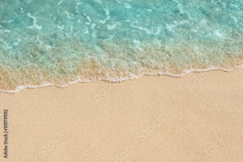 Soft wave of sea on the sandy beach © Oleandra9