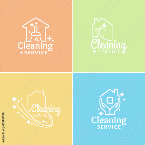 Set of Logo Cleaning Service