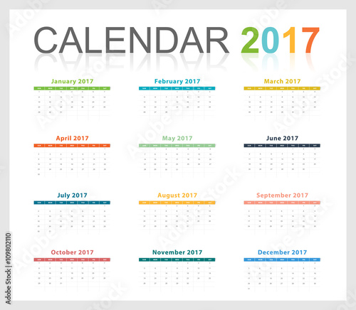 Calendar 2017 colorful party theme