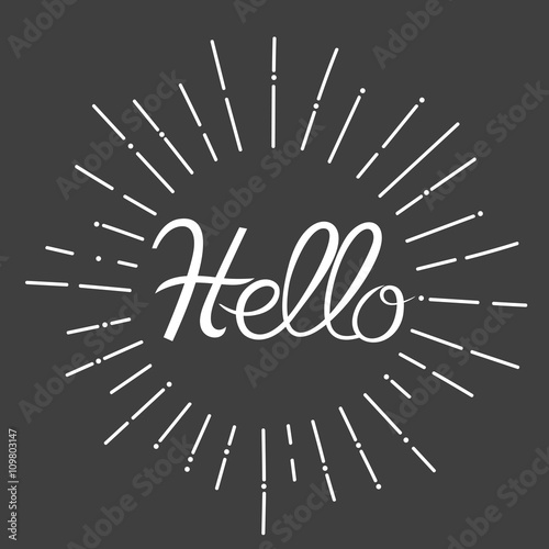 handwriting hello inside sunburst design font