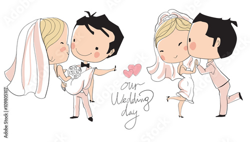 Wedding card. Bride and groom