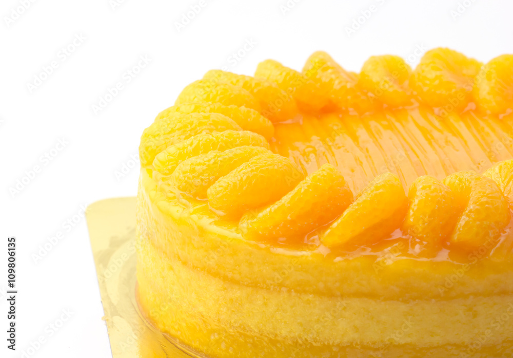 Orange cake on white background Orange cake on white background