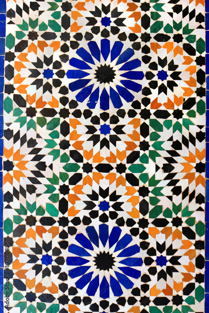 Moroccan mosaic tiles on wall Moroccan mosaic tiles on wall