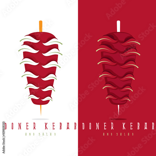 abstract doner kebab with leaves vector design template