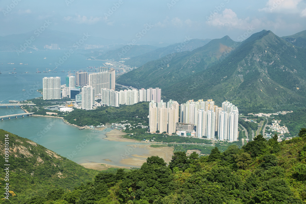 Ταπετσαρία Aerial view of skyscapers in Lantau island