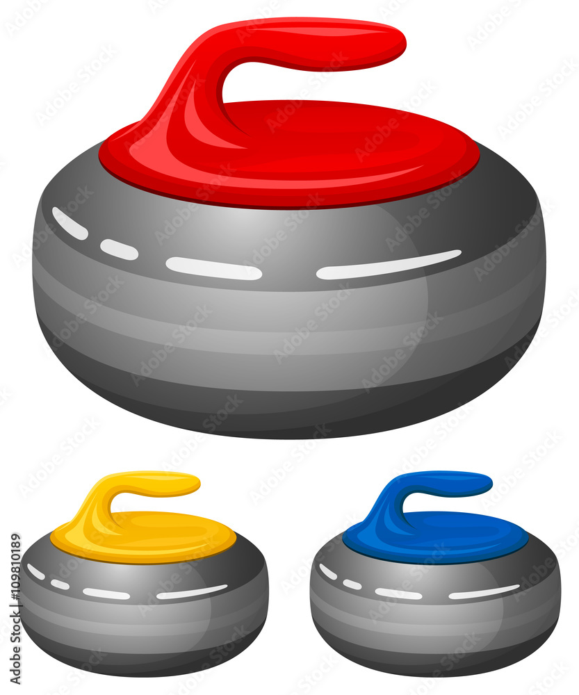 Φωτογραφία Vector illustration of curling stones in assorted colors.
