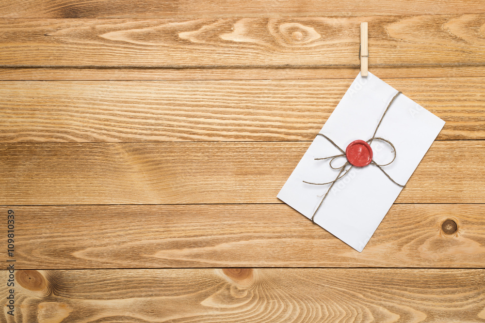 Fototapeta premium Mail envelope on rope