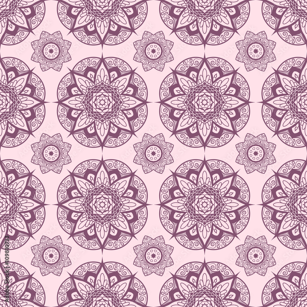 Seamless pattern from abstract elements in ethnic style. Vintage