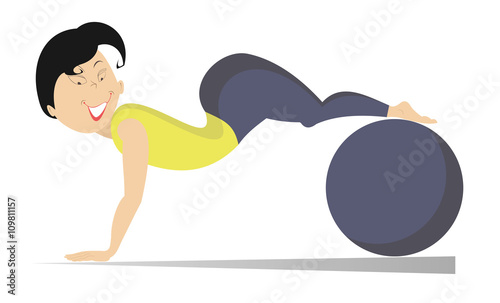 Fitness. Woman do exercises with a ball
