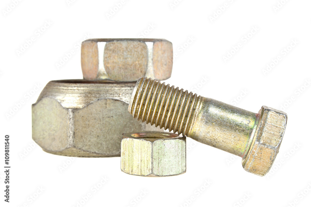 Bolt and nuts isolated on white background Bolt and nuts isolated on white background