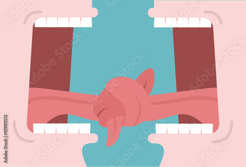 tongue Tied ​​dialog. Conversation between two people.  