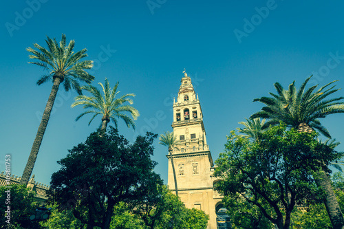 The bell tower at the Mezquita mosque & cathedral in Cordoba, Sp photo