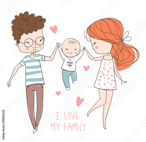 Happy family. Father, mother, baby.
