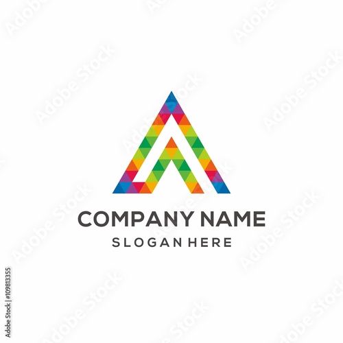 Monogram Letter A Geometric Triangle Logo