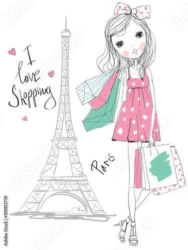 Shopping girl in Paris