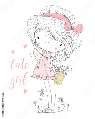 Beautiful girl with a heart. Cute girl.