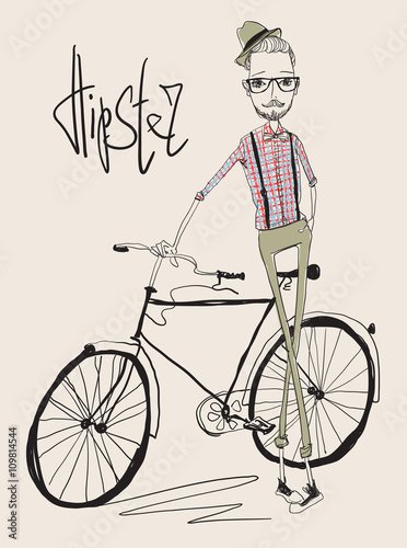 hipster man with a bicycle