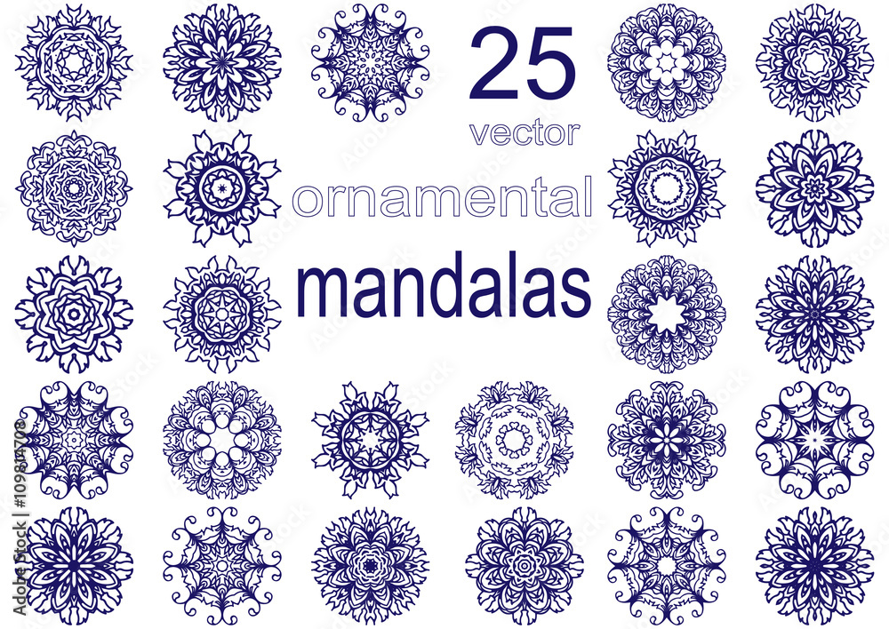 Set of twenty five mandalas Set of twenty five mandalas