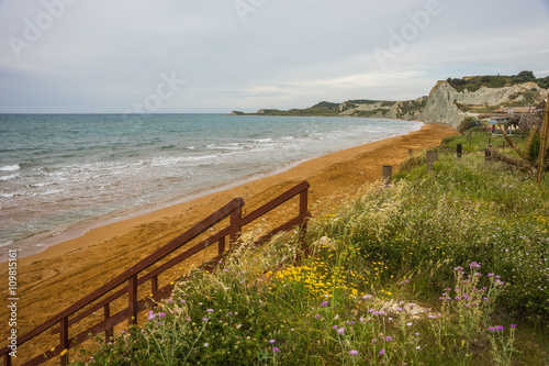 Stunning red sand and white rocks on Ksi beach  on Kefalonia, Gr photo