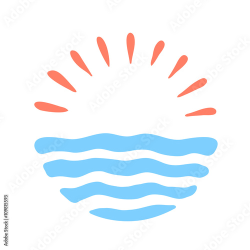 Sun and sea. Vector logo illustration for the travel company.