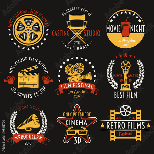 Cinema Retro Style Emblems Set