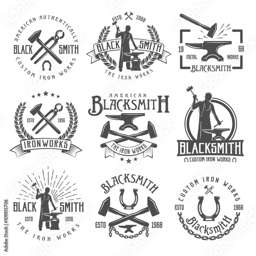 Vászonkép Blacksmith Graphic Vintage Emblems
