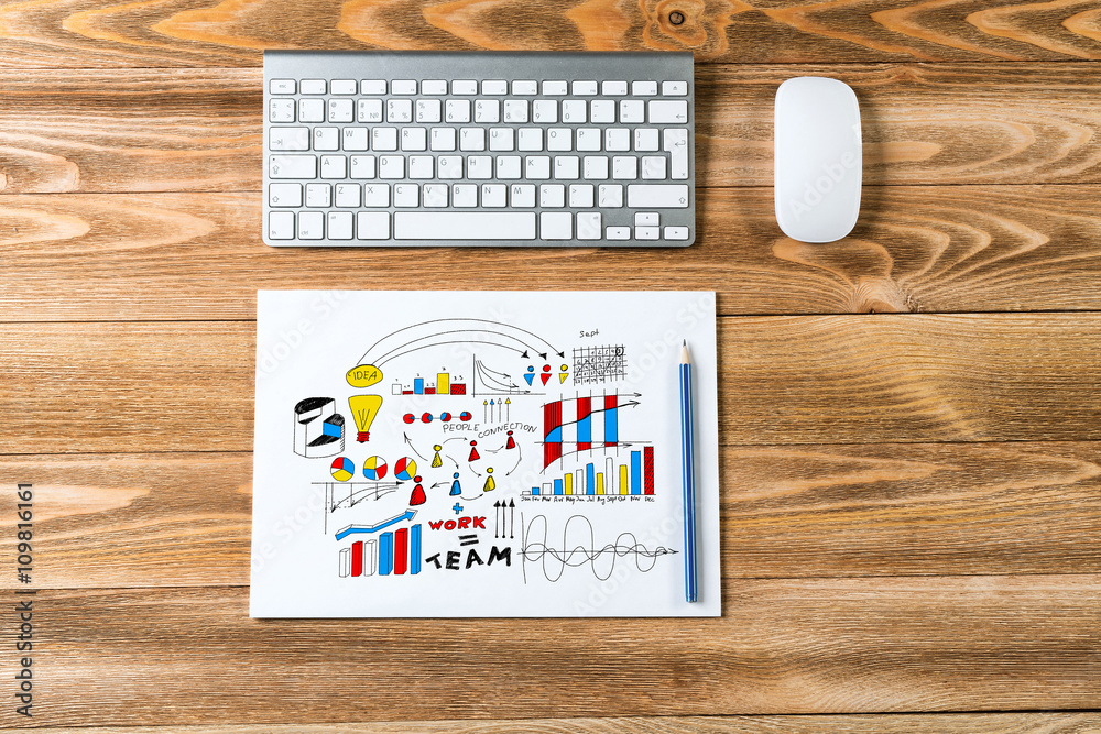 Business workplace with stuff