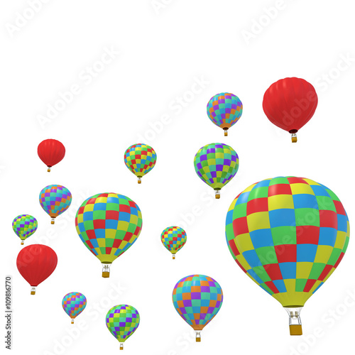 Group colorful balloon isolated on white background.
