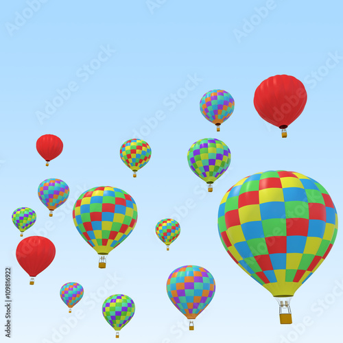 Group colorful balloon isolated on sky background.