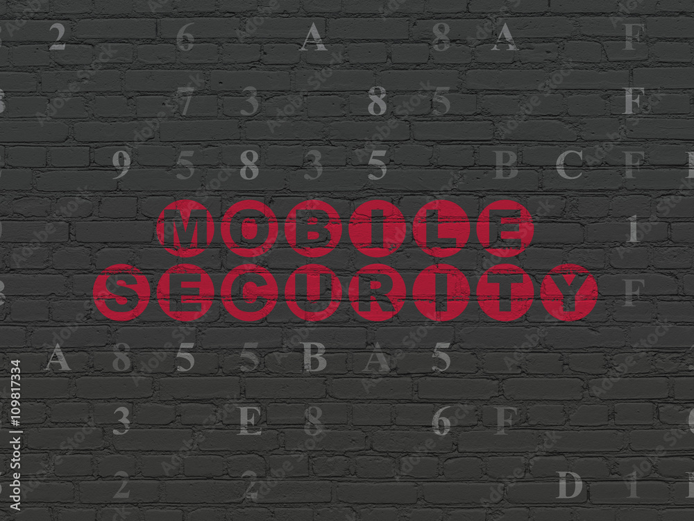 Security concept: Mobile Security on wall background Security concept: Mobile Security on wall background