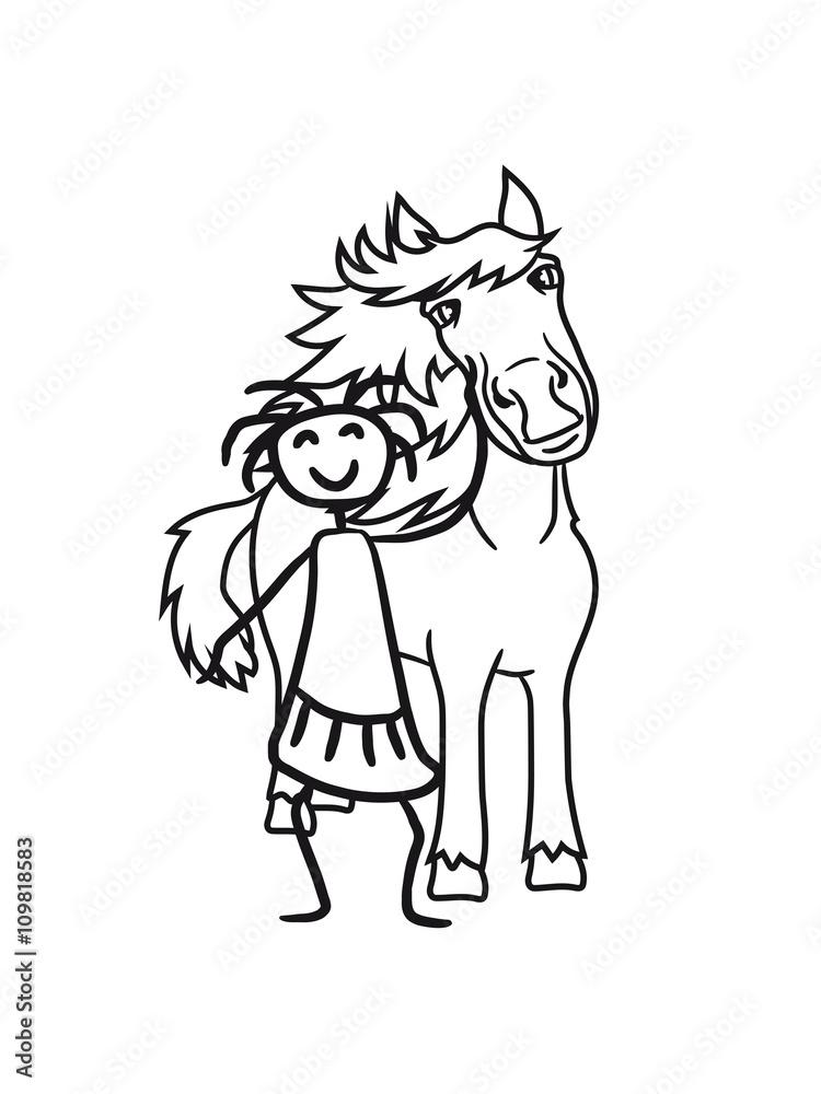girl child girl stroking friends love beautiful pony stallion riding white comic cartoon girl child girl stroking friends love beautiful pony stallion riding white comic cartoon