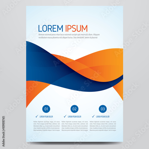 Flyer, brochure, poster, annual report, magazine cover vector template. Modern blue and orange corporate design.