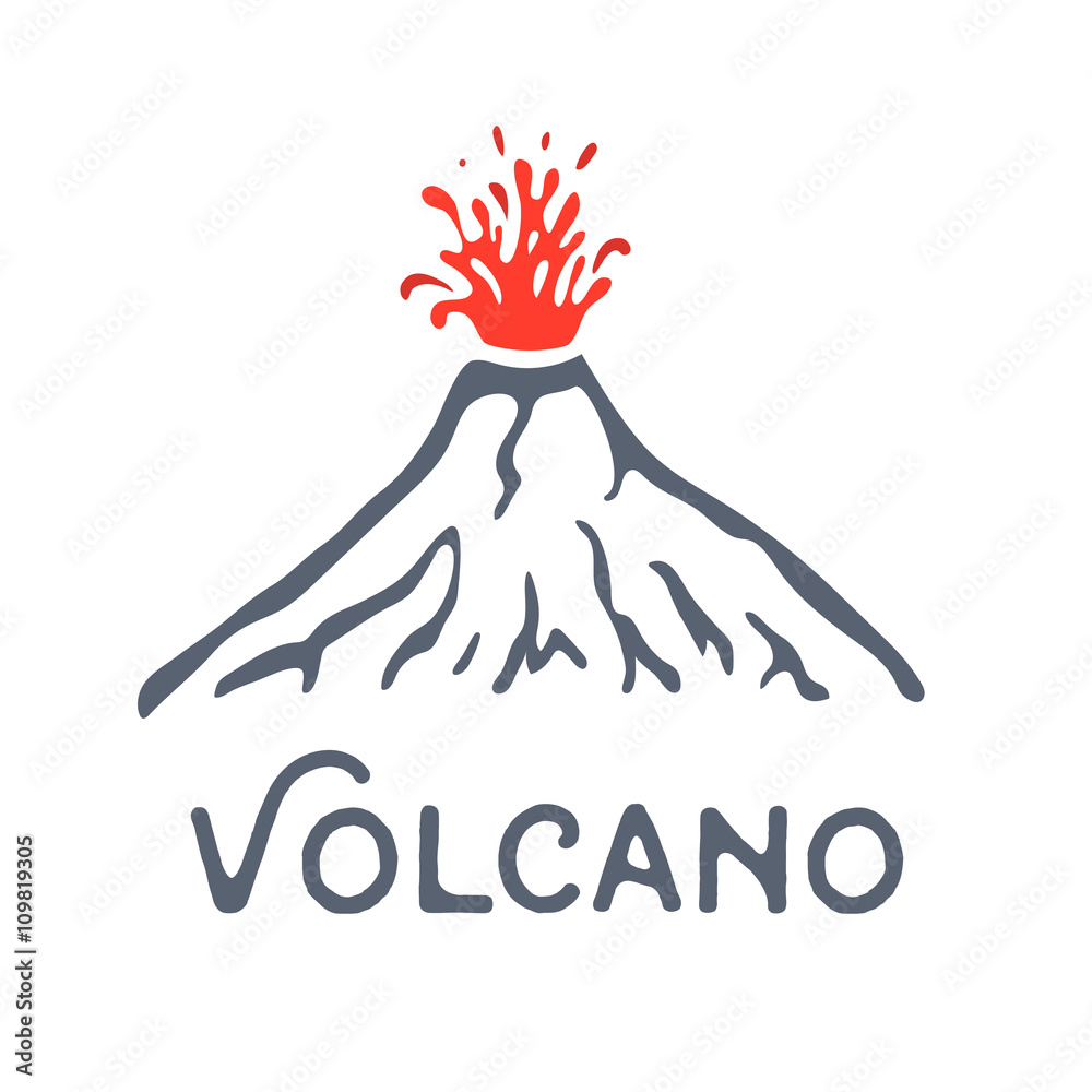 Volcano eruption logo, vector illustration on white background Volcano eruption logo, vector illustration on white background