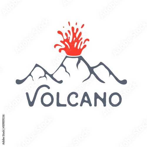 Volcano eruption logo, vector illustration on white background