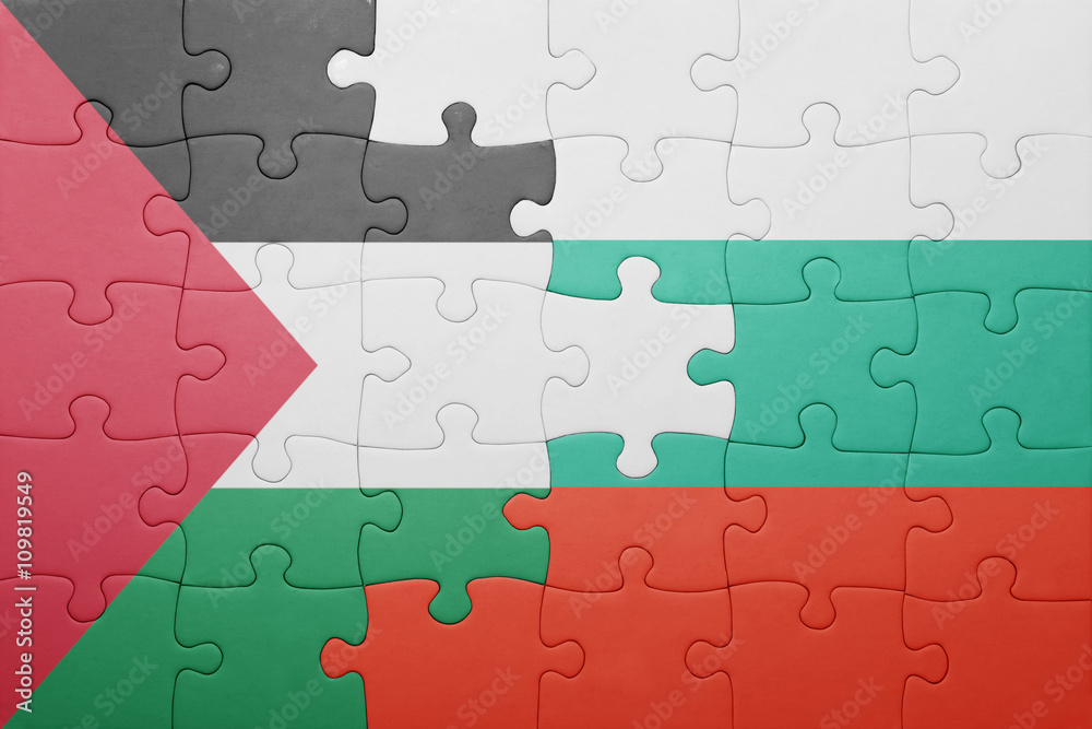 puzzle with the national flag of palestine and bulgaria puzzle with the national flag of palestine and bulgaria