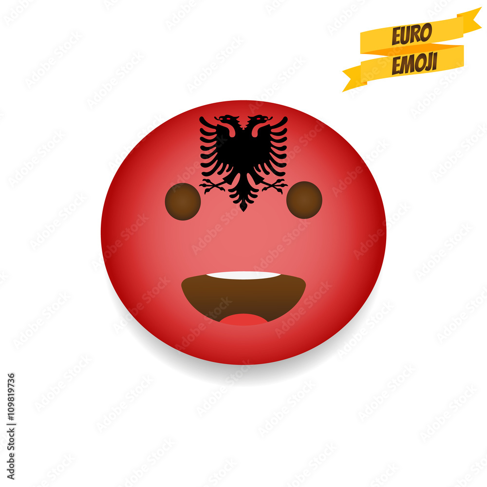 Euro emoji. Albania Flag Emoticon. Emoticon sport fan. Emoji isolated. Stock Illustration