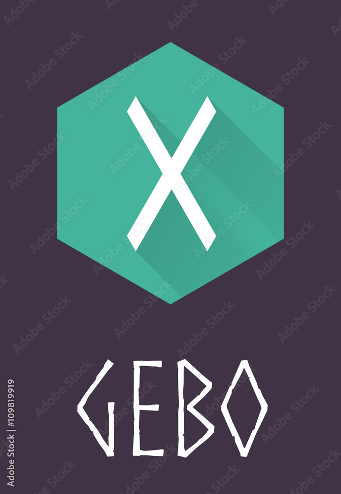 Obraz premium Gebo rune of Elder Futhark in trend flat style.