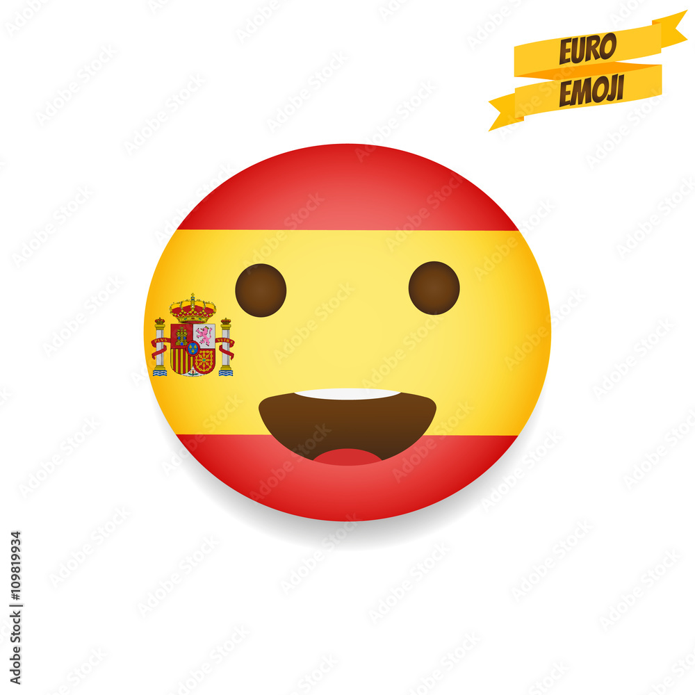 Euro emoji. Spain Flag Emoticon. Emoticon sport fan. Emoji isolated. Stock  Illustration | Adobe Stock