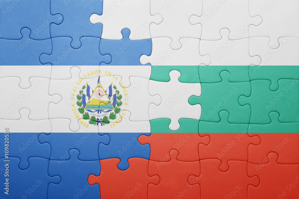 puzzle with the national flag of el salvador and bulgaria puzzle with the national flag of el salvador and bulgaria