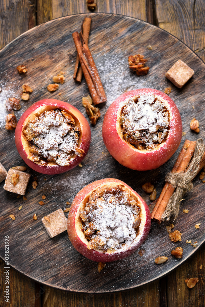 Baked apples stuffed with granola