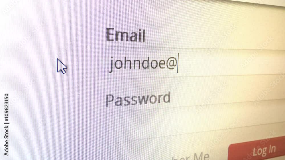 Person entering their email address and password to login to site.
