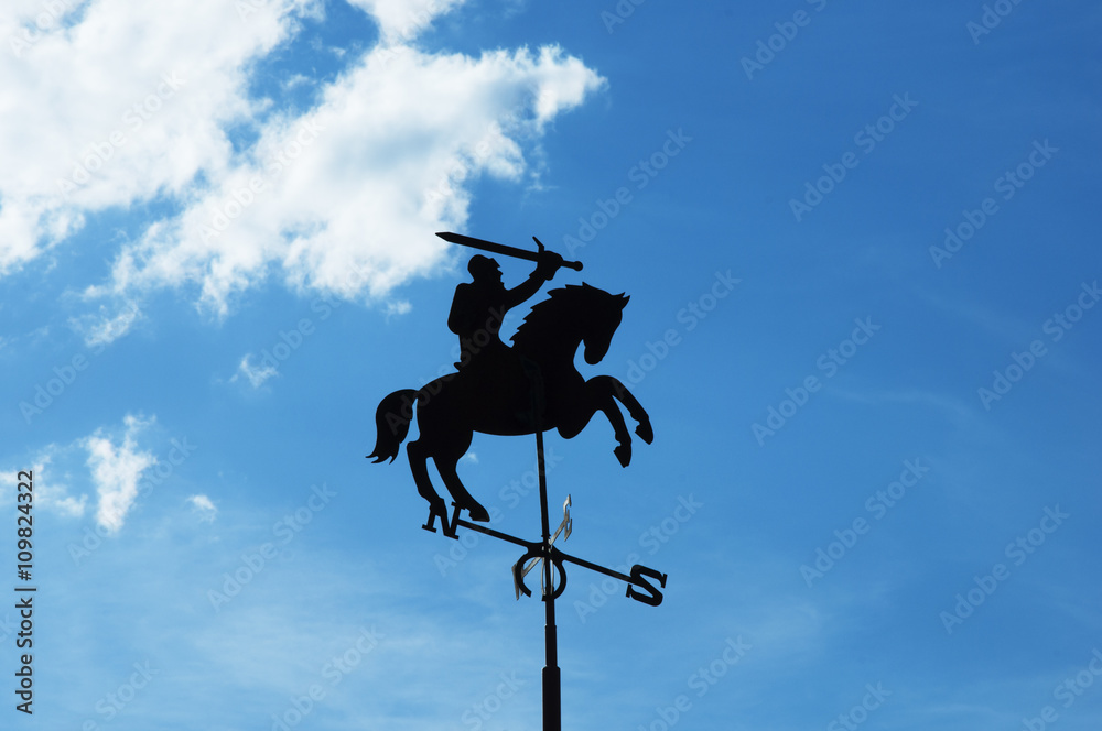 Iron vane warrior with a sword on a horse
